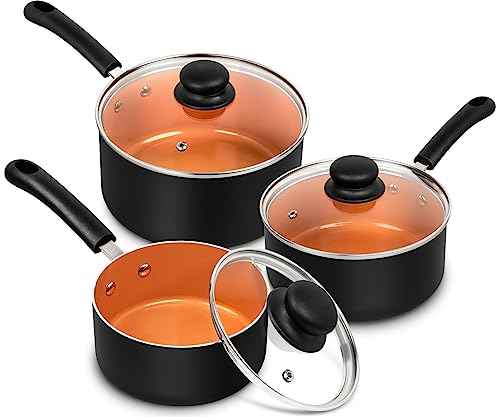 Ceramic Saucepan Set 1.5QT & 2QT & 3QT Nonstick Sauce Pans (3 Count)