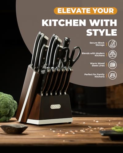 2025 Kitchen Knife Set with Block (15 Count)