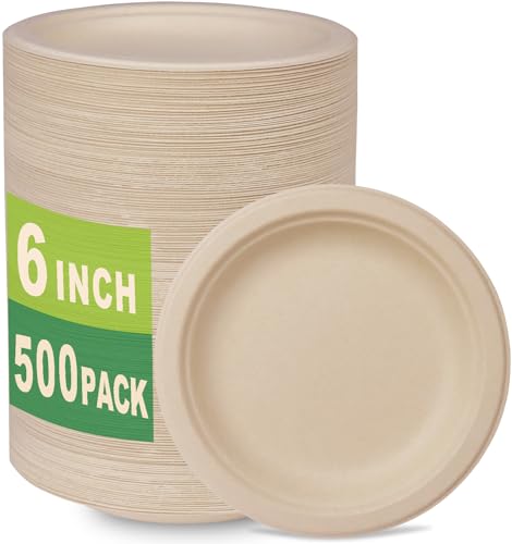 500 Count 6“ Small Compostable Dessert Plates