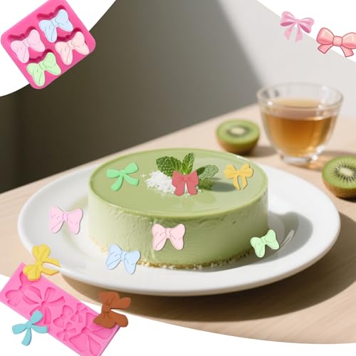 5 Pcs Bow Silicone Mold Fondant Bow Mold Chocolate Candy Cake Pop Molds Bow Molds for Wedding Birthday Party Dessert Cake Supplies Baking DIY (5 Count)
