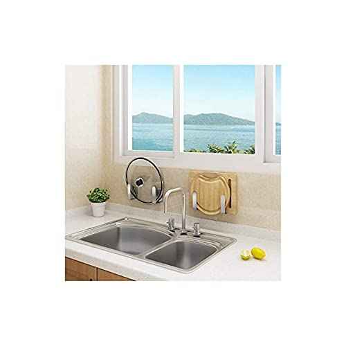 Pot Lid Holder Stainless Steel Wall Mounted 3M Self Adhesive Pan Cover Racks (8 Count)