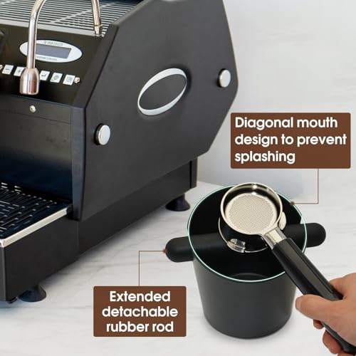 5 inch Coffee Knock Box Espresso Knock Box with a longer detachable Knocking Rod Shock
