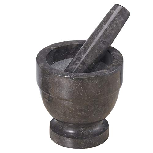 Charcoal Marble 4.75" X 4.75" Mortar & Pestle