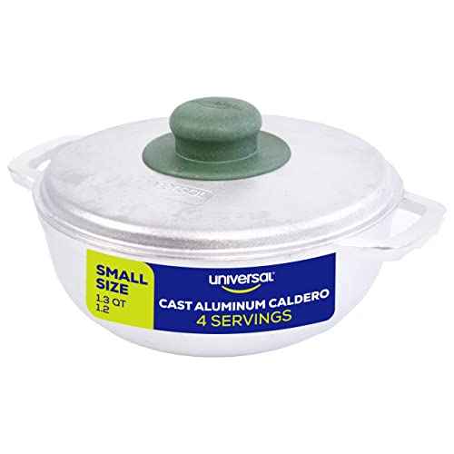 1.3 QT / 1.2 Liter) Mini Caldero Pot with Lid, Cast Aluminum Rice & Cooking Pot, 4 Cup Capacity for Rice, Beans, Sauces, Sides & Small Portions
