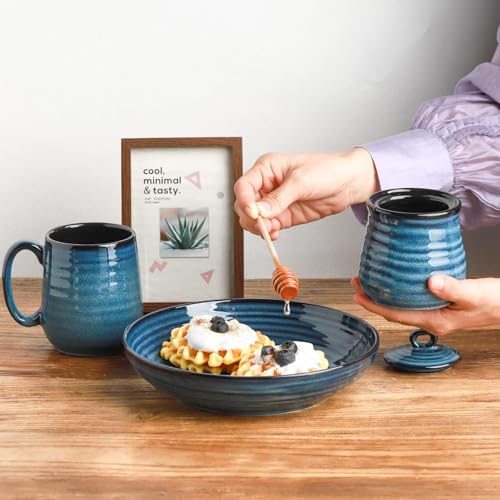 Ceramic 12 Ounce Honey Jar and Dipper Set