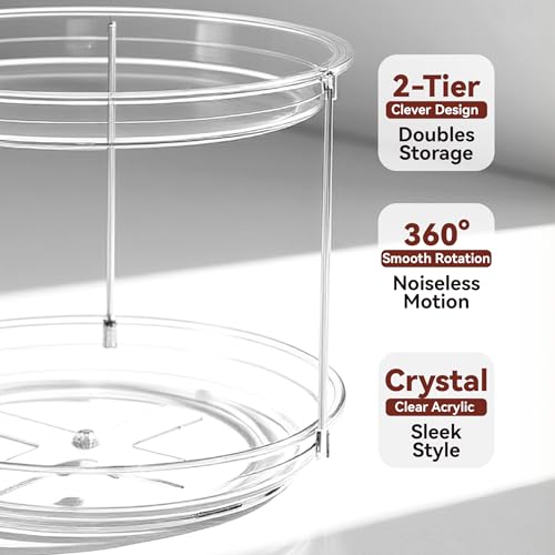 2 Tier Lazy Susan Turntable Organizer for Cabinet