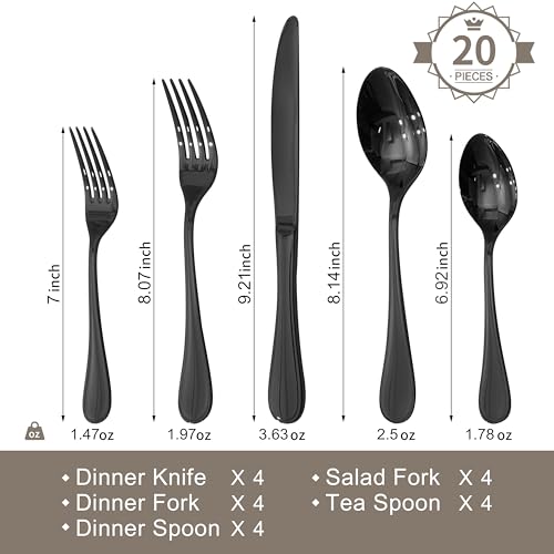 18 10 Stainless Steel Silverware Set for 4 (20 Count)