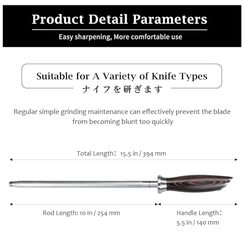 Honing Rod 10 Inch Professional Kitchen Knife Sharpener Rod