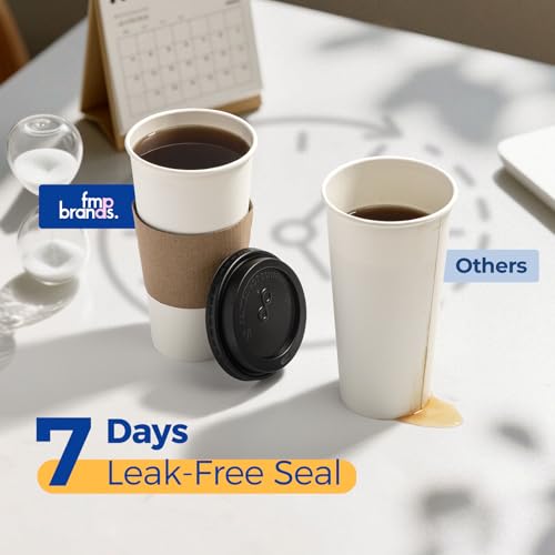 24 oz 100 Pack To Go Coffee Cups with Lids and Sleeves (100 Count)