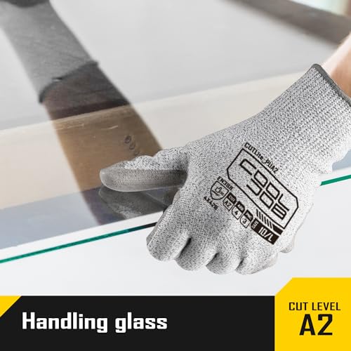 12 Pairs A2 PU Cut Resistant Safety Work Gloves with Grip (12 Count)