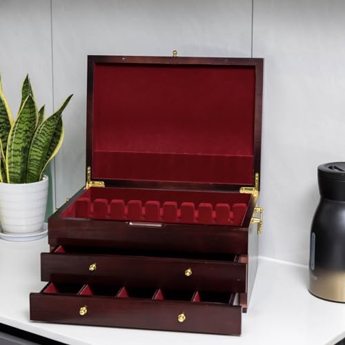 Wooden Silverware Chest without Silverware Three