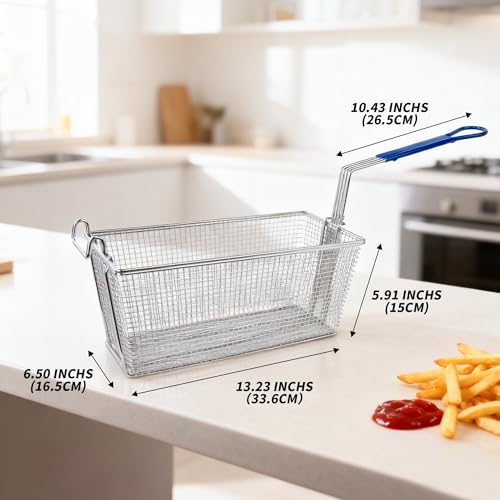 4 Pack Commercial Deep Fryer Baskets with Front Hooks (4 Count)