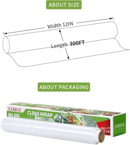 Plastic Wrap Food Wrap with Slide Cutter (600 Sq Ft)