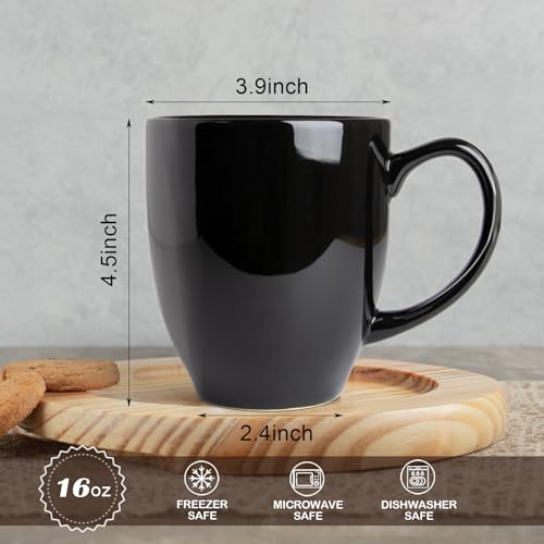 Durable 16oz Black Ceramic Coffee Mug