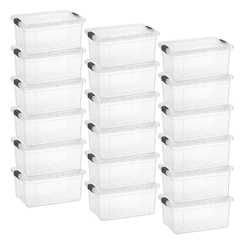 6.6 Quart Clear Plastic Storage Boxes with Lids (18 Count)
