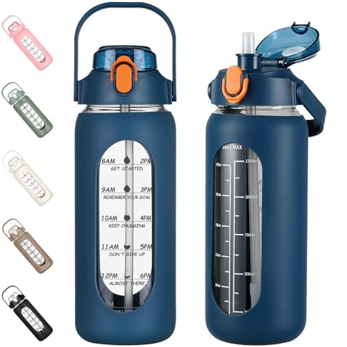 56oz Glass Water Bottles with Straw
