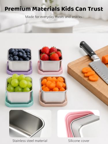 6 Pack Stainless Steel Snack Containers for Kids (6 Count)