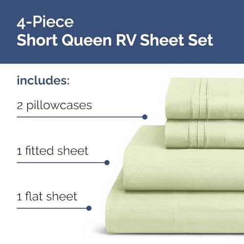 Short Queen Size 4 Piece Bed Sheet Set