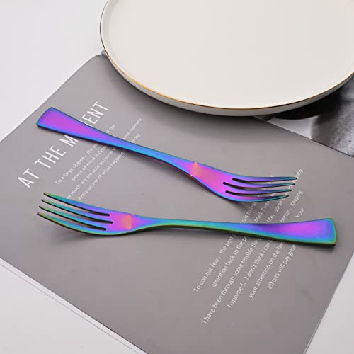 Luxury 18 10 Stainless Steel Matte Rainbow Colorful Cutlery Flatware Set