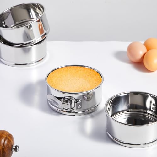 4 Pcs 4 Inch Stainless Steel Springform Pans Mini Cheesecake Pans (4 Count)