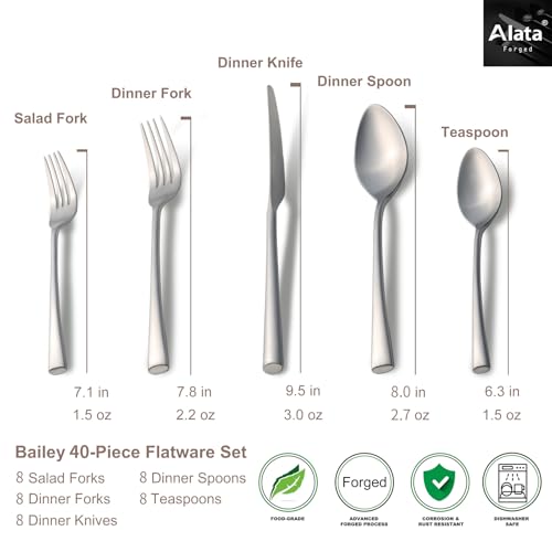 Bailey 40 Piece Forged Stainless Steel Flatware Set Cutlery Set (7.99 Count)