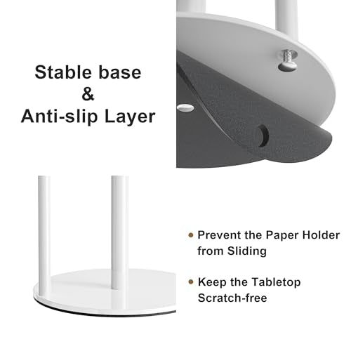 Paper Towel Holder White Stainless Steel Kitchen Countertop Roll Organizer