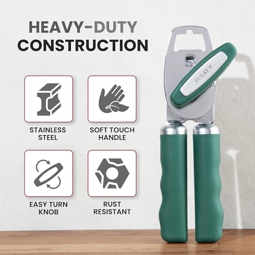 Heavy Duty Stainless Steel Can Opener Manual with Bottle Opener