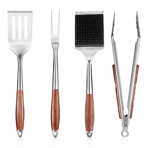 Heavy Duty Grilling Accessories Rose Wooden BBQ Grilling Tools Set (4 Count)