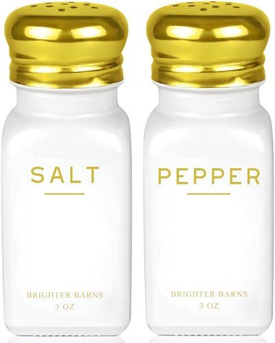Gold Salt and Pepper Shakers Set by Brighter Barns (2 Count)