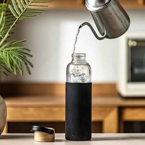 21oz Borosilicate Glass Water Bottles with Silicone Non