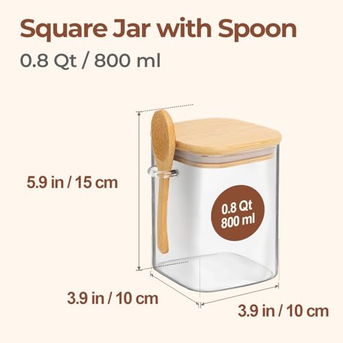 Glass Container with Spoon & Lid 0.8 Qt (4 Count)