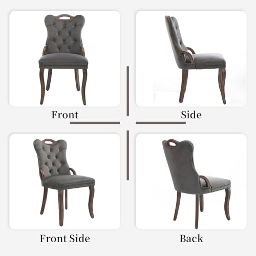 Grey Velvet Upholstered Dining Chairs Set of 2 (2 Count)