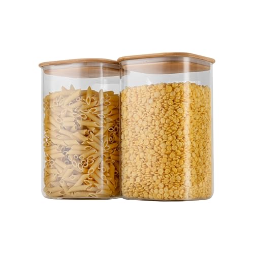 149oz/4.6Qt/4400ml Square Glass Storage Containers with Lids 2-Pack (2 Count)