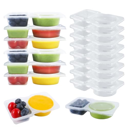 30 Sets 4.5 Oz Reusable Snack Containers Double Compartment Snackle Box Container with Lids (30 Count)