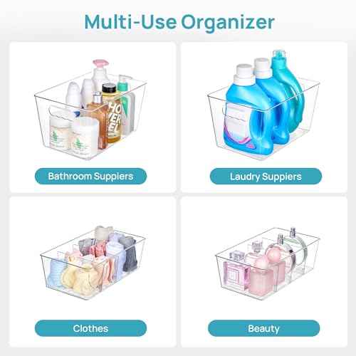 8 Pack Clear Storage Bins Set for Pantry Organizer (8 Count)