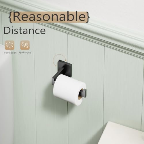 Black Toilet Paper Holders Bathroom Toilet Paper Roll Holder SUS304 Stainless Steel Contemporary Wall Mounted (2 Count)