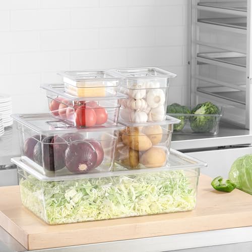Half Size Food Containers 6 Pack 6 Inch Deep Hotel Pan Clear BPA free Polycarbonate Stackable Food Storage Container for Kitchen Business and Food Serving (6 Count)