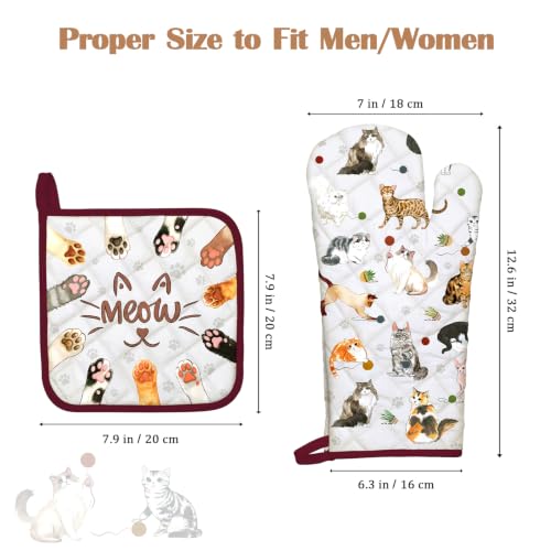 Cute Cat Oven Mitts and Pot Holders Set (2 Count)
