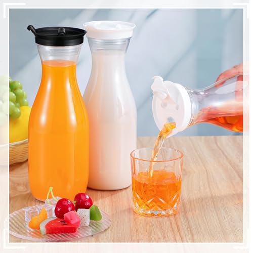 24 Pcs Plastic Water Carafe with Lid 32 Oz Clear (24 Count)