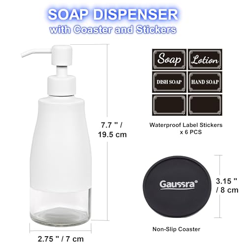 White Soap Dispenser with Coaster and Stickers