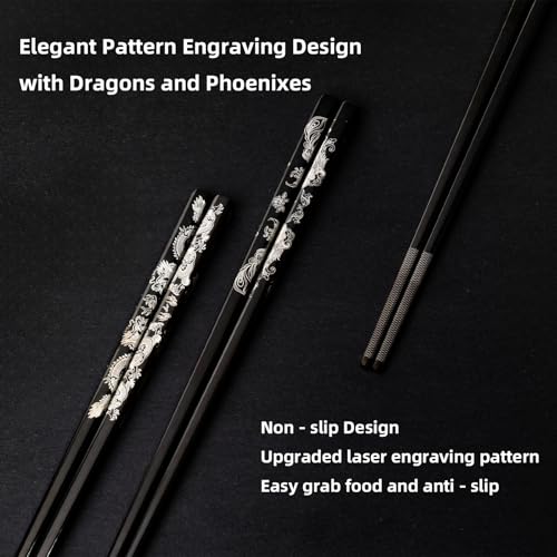 Dragon & Phoenix Reusable Stainless Steel Chopsticks Set (2 Count)