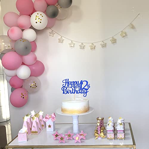 1 PCS Happy 12th Birthday Cake Topper Glitter Cheers to 12 Years Birthday Cake Pick 12 Fabulous Cake Decoration for Happy 13th Birthday Theme Party Decorations Supplies Blue