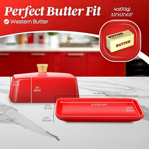 Large Ceramic Butter Dish with Lid for Countertop