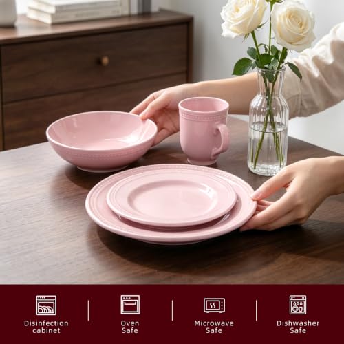 HomeVSS 16 Piece Pearl Dots Stoneware Dinnerware Set