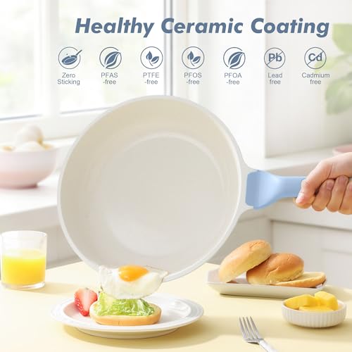 12.5In Nonstick Ceramic Frying Pan with Lid