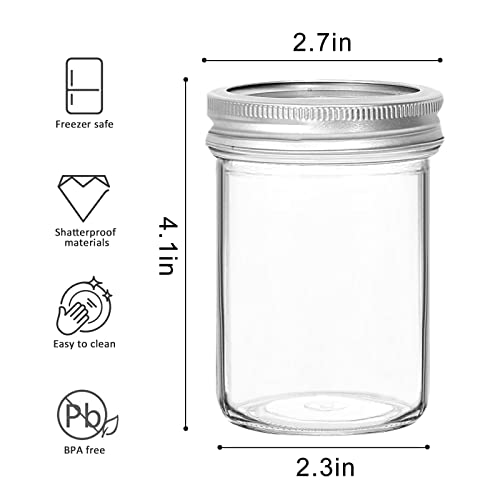 Mason Jars 15 PACK 8 OZ Canning Jars Jelly Jars With Regular Lids (15 Count)