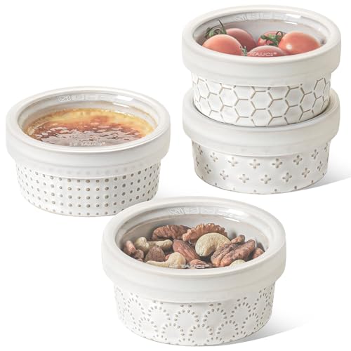 Ramekins Oven Safe with Lids (4 Count)