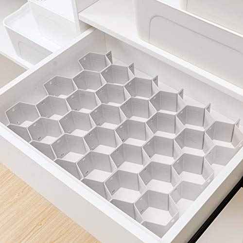 Drawer Divider Organizer DIY Plastic Grid Honeycomb Drawer Divider Gray 2 Pack