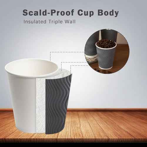50 Pack 12 oz Coffee Cups Disposable Insulated Paper Cup Gray (50 Count)