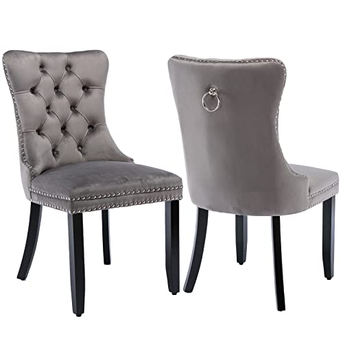 Grey Velvet Dining Chairs Set of 2 (2 Count)